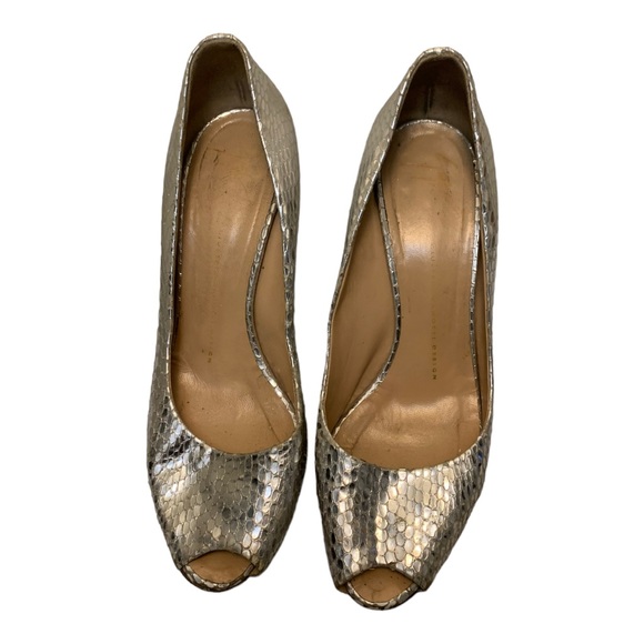 Giuseppe Zanotti Silver Python Embossed Peep Toe - Picture 3 of 13